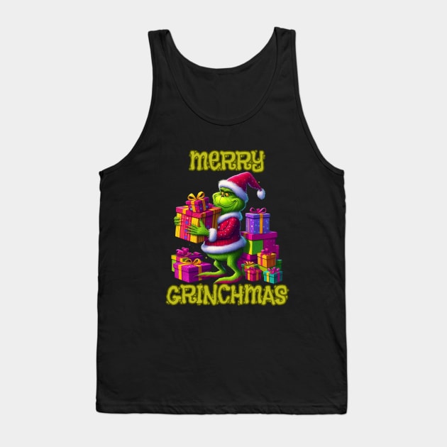 Christmas Grinch Tank Top by BukovskyART